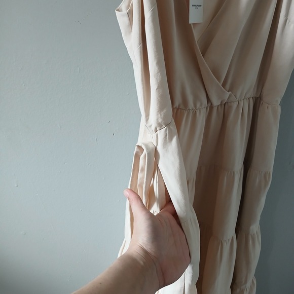 Amanda Uprichard Women's Dress NWT $264 Sz L Tiered Beige Sleeveless Lined Linen - Picture 9 of 16